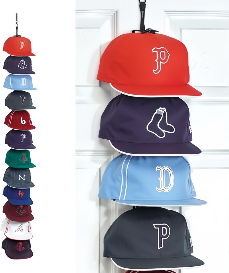 Perfect Curve Cap Rack System 36 - Baseball Cap Organizer with 12 Clips for Up to 36 Caps, Black - Image 5